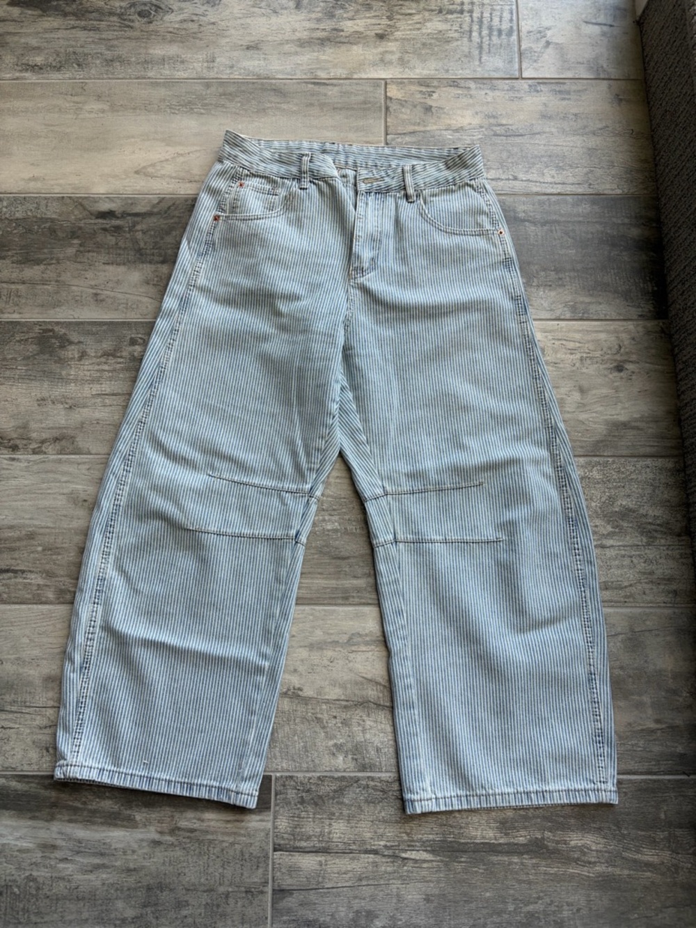 Light Blue Pinstripe Workwear Jeans